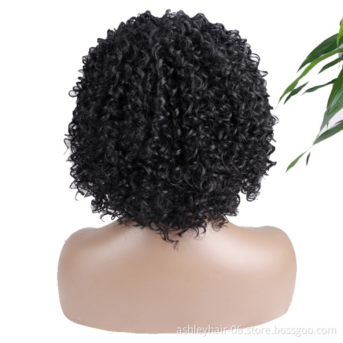 Kanekalon Vendor High Quality Fiber Cheap Color Heat Resistant Afro Curly Synthetic Synthetic Hair Wigs For Black Women
